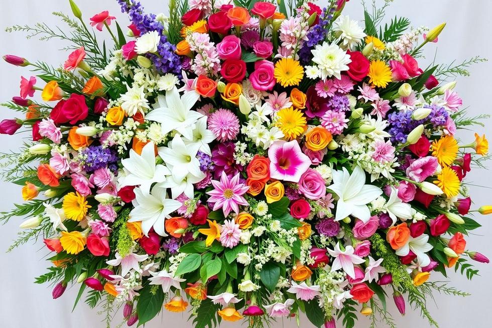 Um arranjo de flores vibrantes e elegantes.