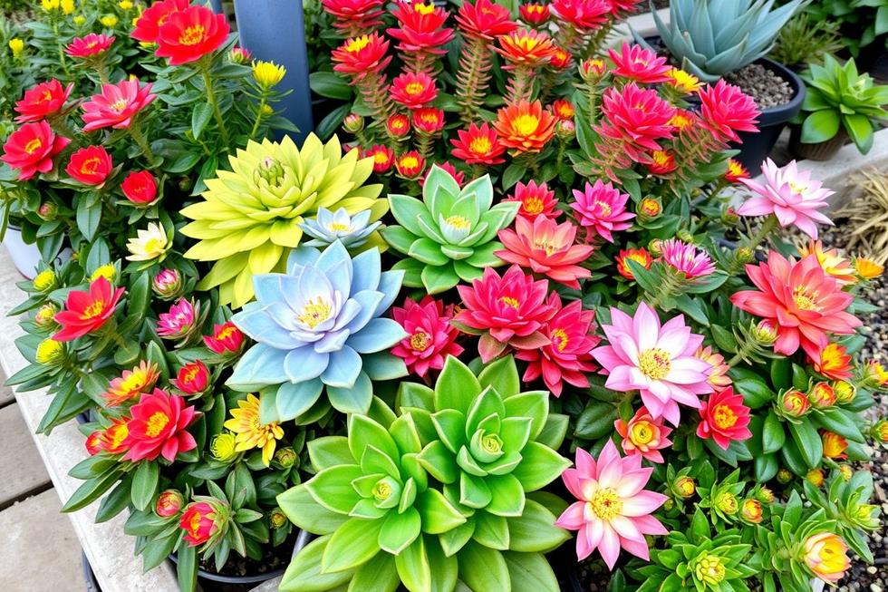 Várias plantas Coroa de Cristo em um jardim ornamental.