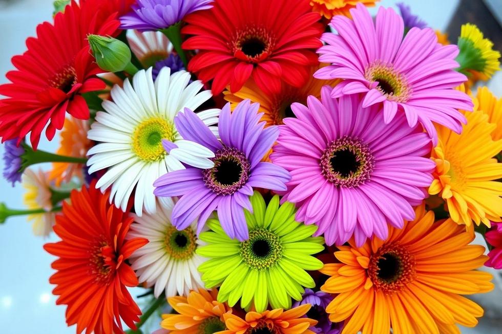 Bouquet vibrante de flores saudáveis.