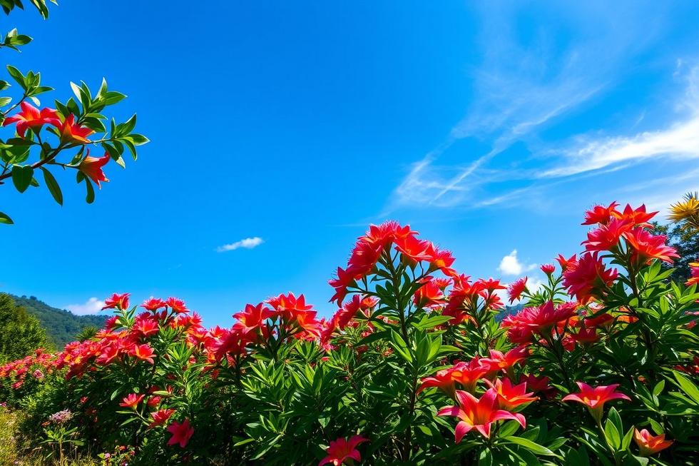 Um jardim vibrante com flores da Manacá-da-Serra.