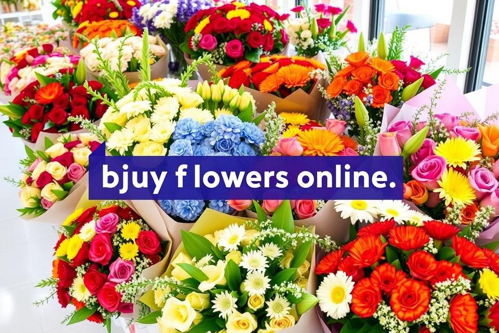 Bouquets of colorful flowers available for online shopping.