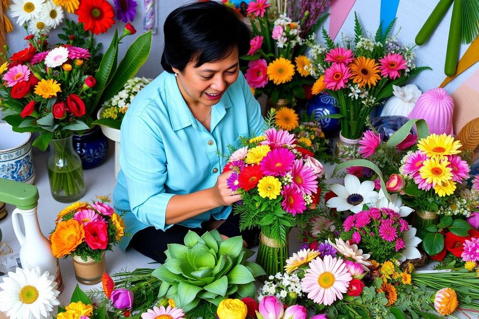 Como Montar seu Próprio buquês de flores Criativo