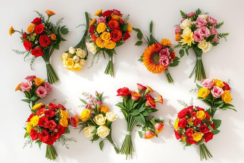 Coleção de buquês com símbolos dos signos do zodíaco