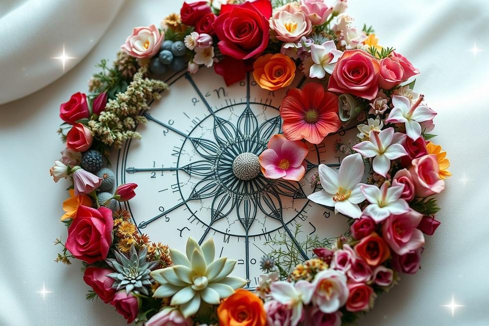 Imagem de capa mostra buquê ideal e astrologia das flores alinhados ao zodíaco.