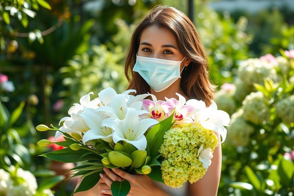 Buquê hipoalergênico com flores hipoalergênicas, perfeito para quem sofre de alergia a pólen.