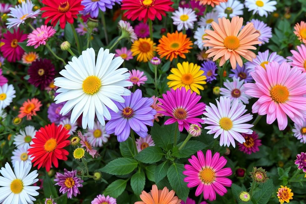 Um buquê de várias flores em plena floração, simbolizando diferentes significados.