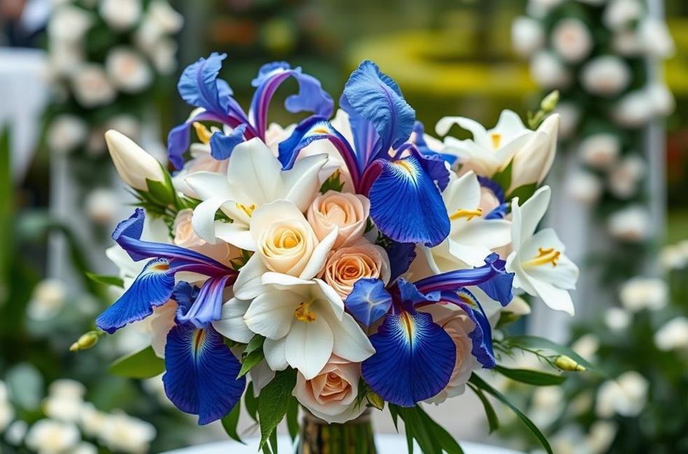 Imagem de capa mostrando um buquê exótico com flores variadas em um cenário de casamento