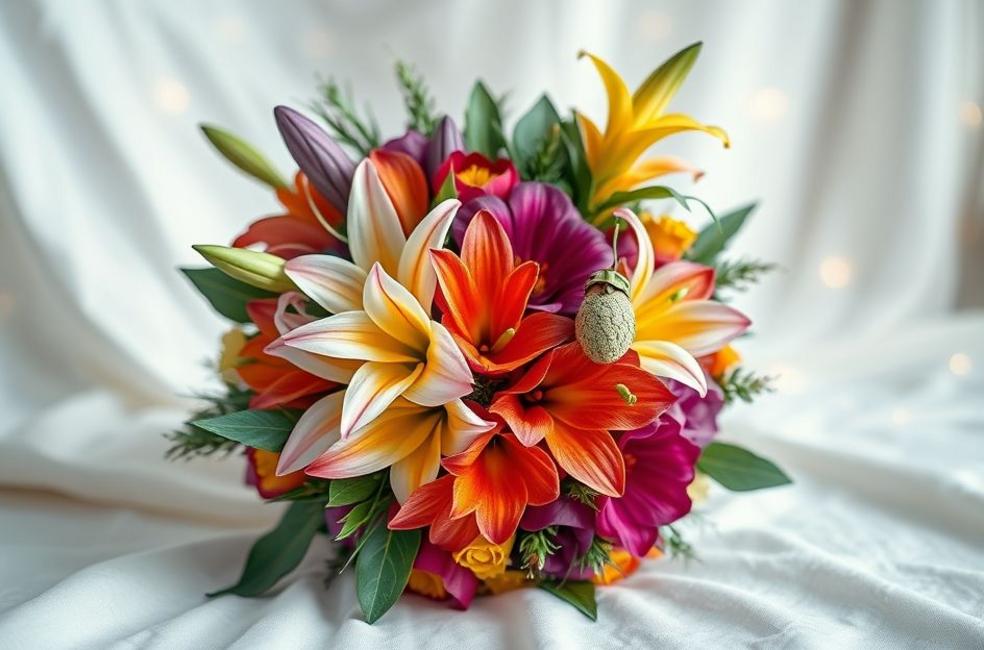 Imagem de capa mostrando um buquê de casamento repleto de flores exóticas brasileiras e internacionais